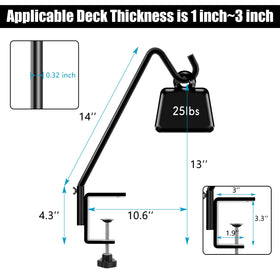 FEED GARDEN deck hook with anti-rust coating endures rain and sun.