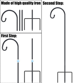 FEED GARDEN durable steel shepherd hook designed for all-weather use.
