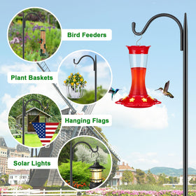FEED GARDEN hook bears up to 11 lb for lanterns or baskets.
