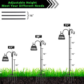 FEED GARDEN five-prong base adds ground stability in windy conditions.