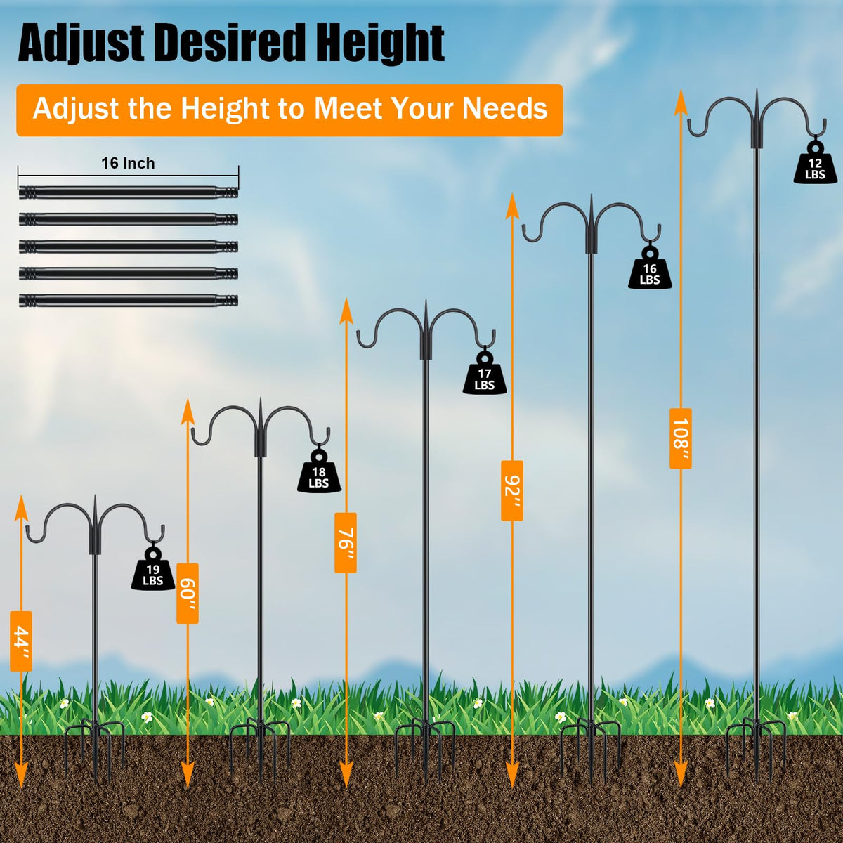 FEED GARDEN five-prong base enhances stability in windy weather