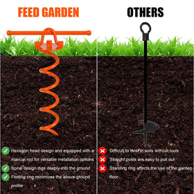 FEED GARDEN foldable-ring stakes keep outdoor setups neat and safe