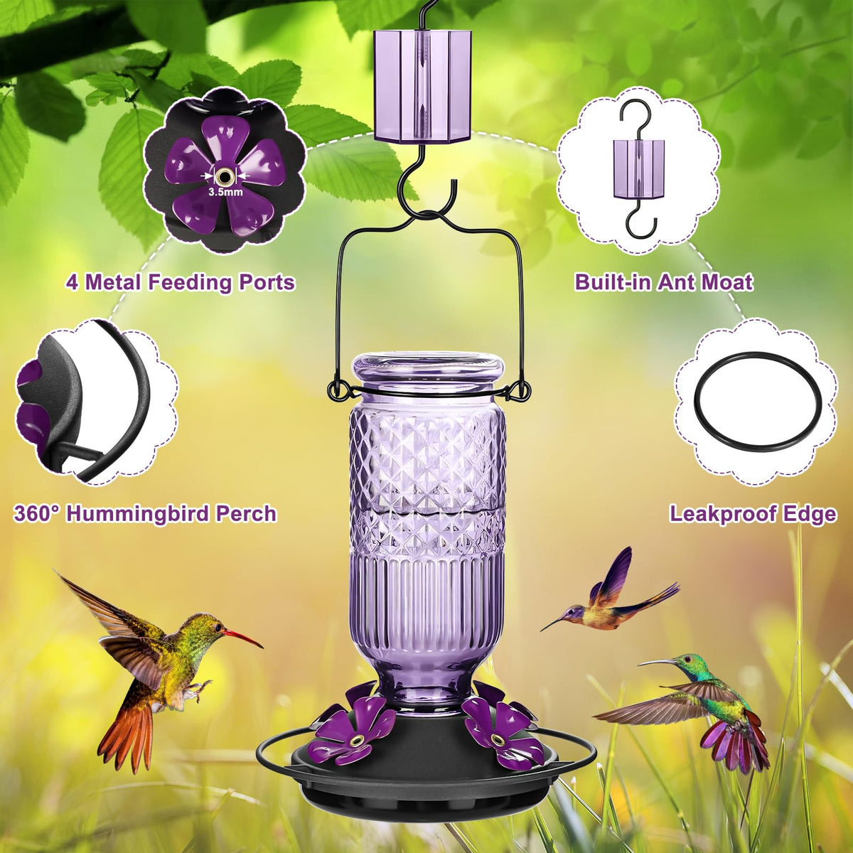 FEED GARDEN 360° perch supports multiple hummingbirds at once
