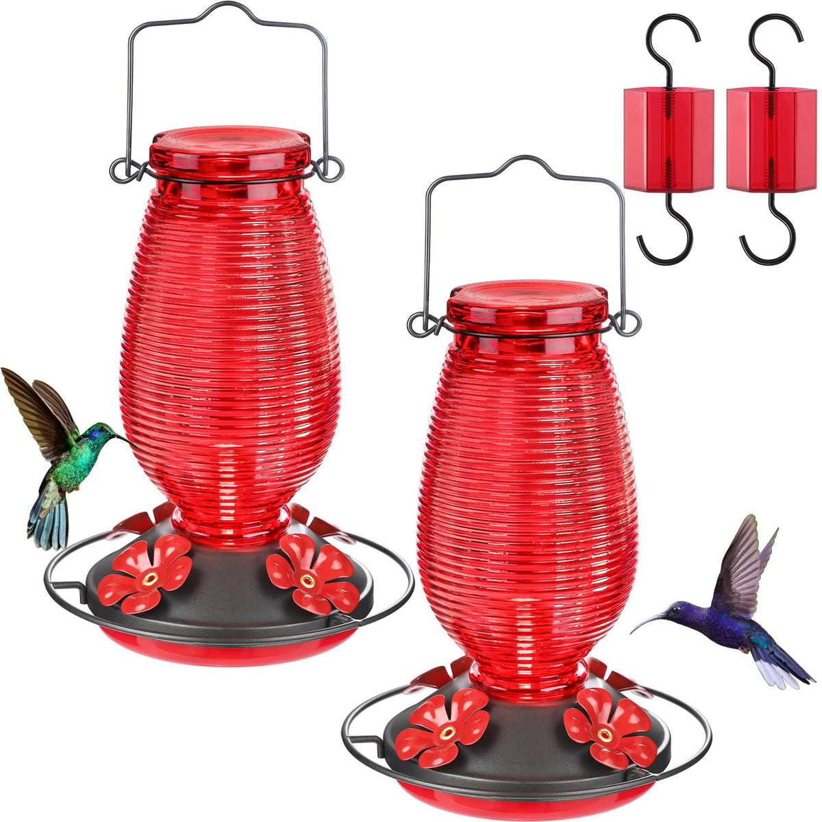 FEED GARDEN Glass Hummingbird Feeder with 20 oz capacity for outdoor viewing