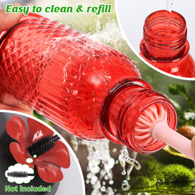 FEED GARDEN glass hummingbird feeder leak-proof design preserves nectar freshness.