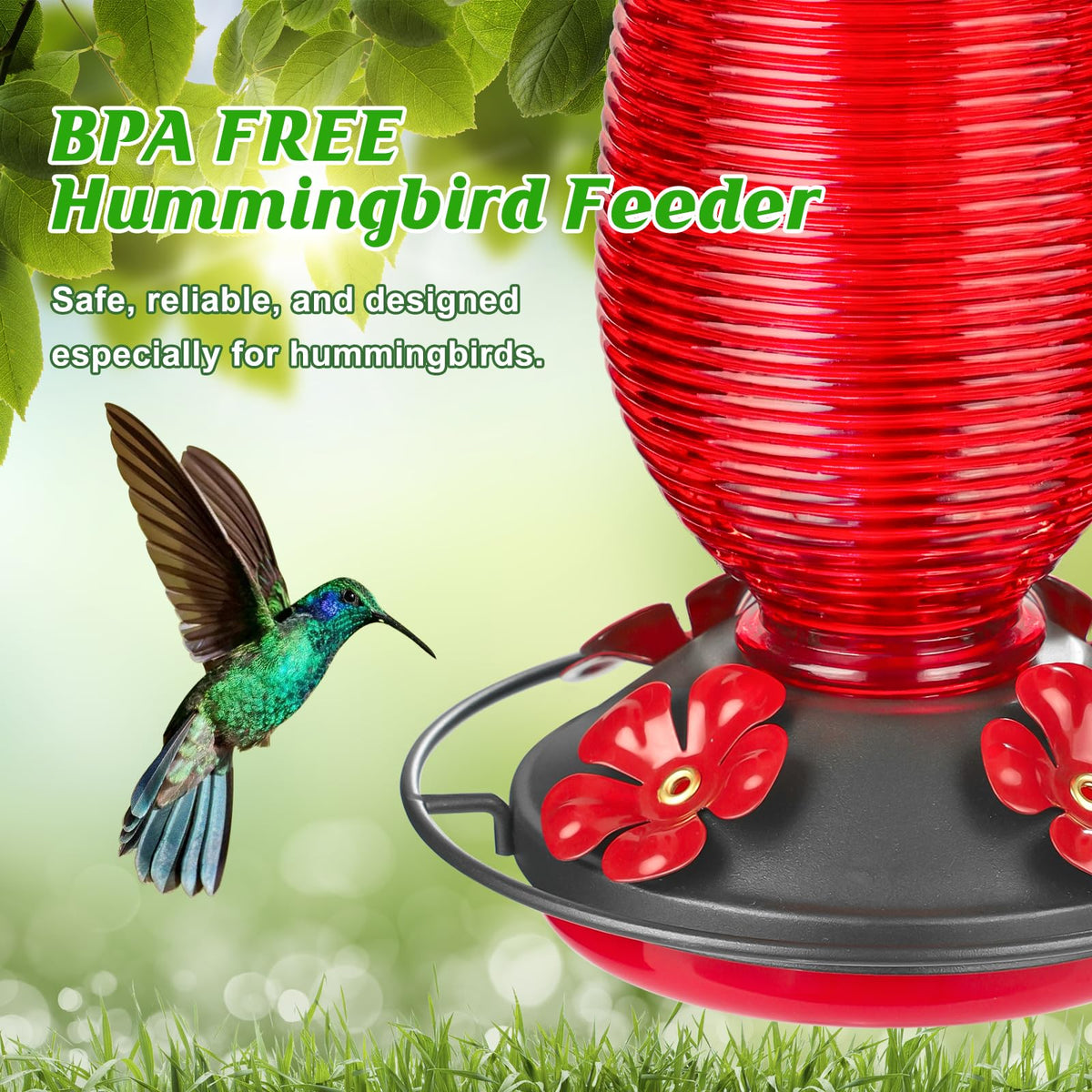 Leak-proof gasket on FEED GARDEN glass feeder prevents spills