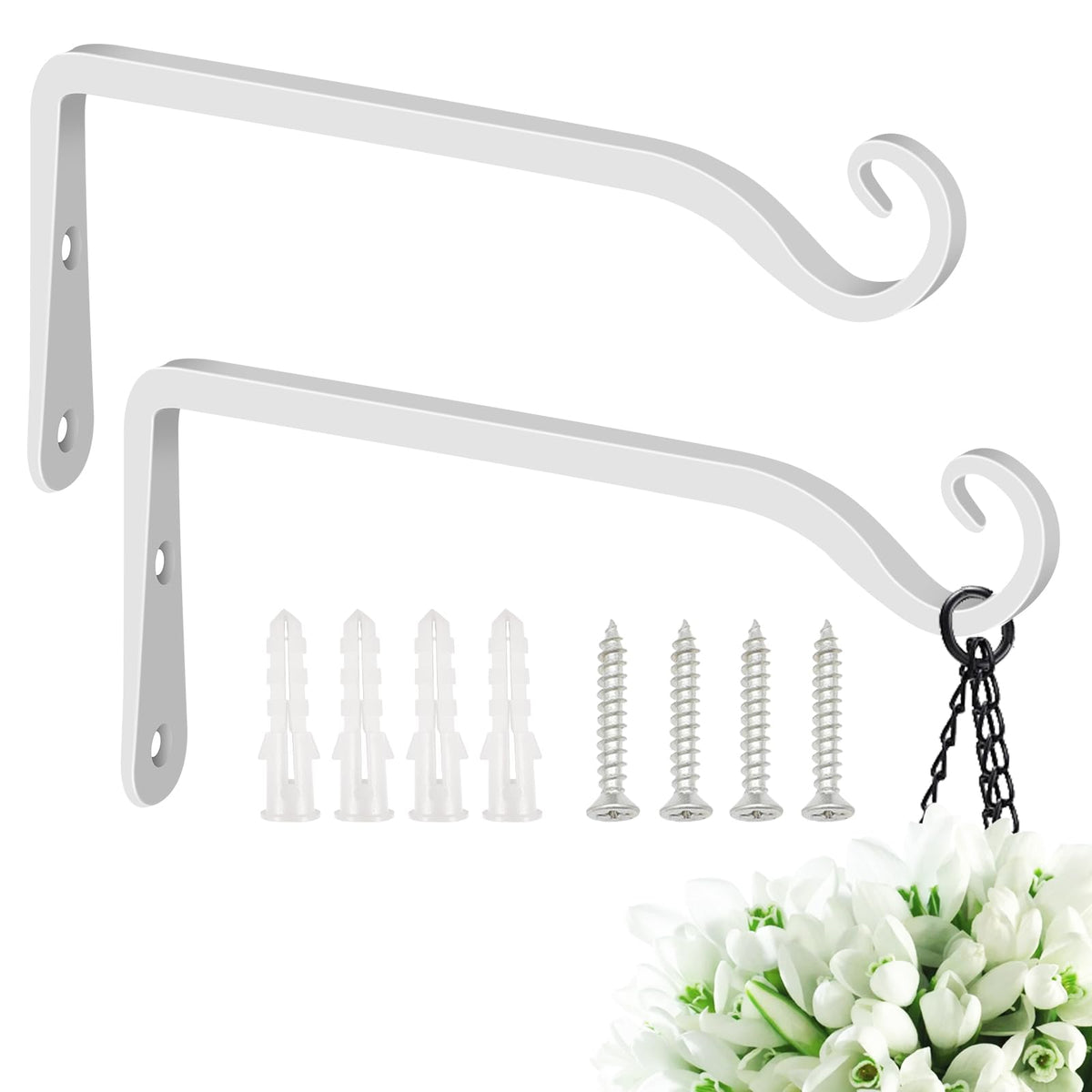 FEED GARDEN hanging plant bracket with 10-inch projection for versatile indoor-outdoor use.