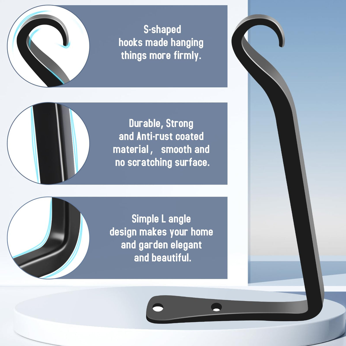 FEED GARDEN heavy-duty bracket supports bird feeders and lanterns securely.