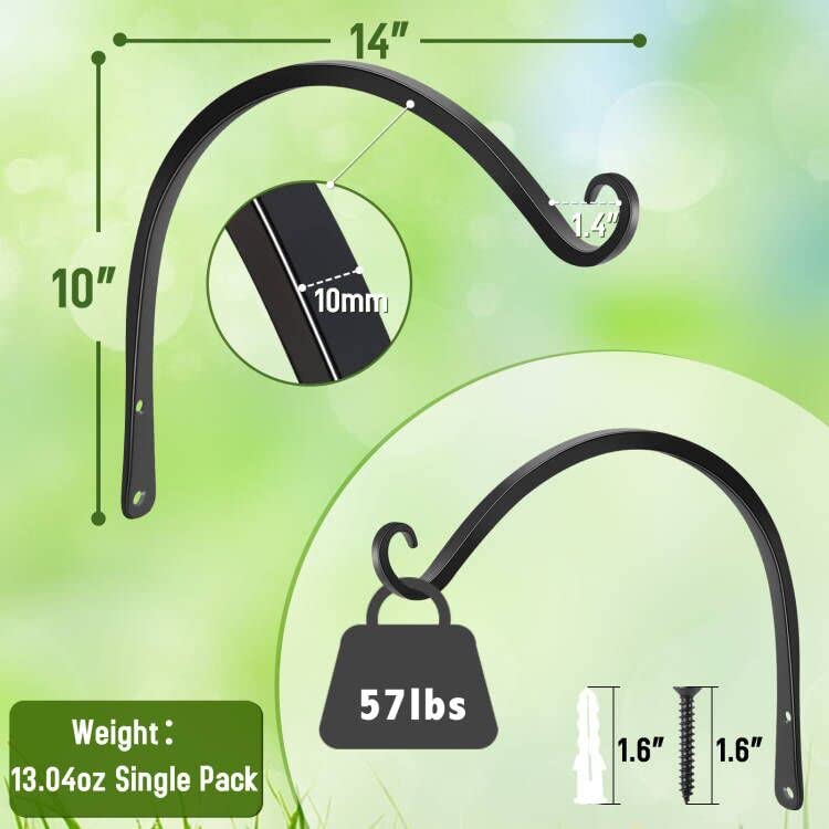 FEED GARDEN heavy-duty bracket holds large bird feeders and wind chimes securely.