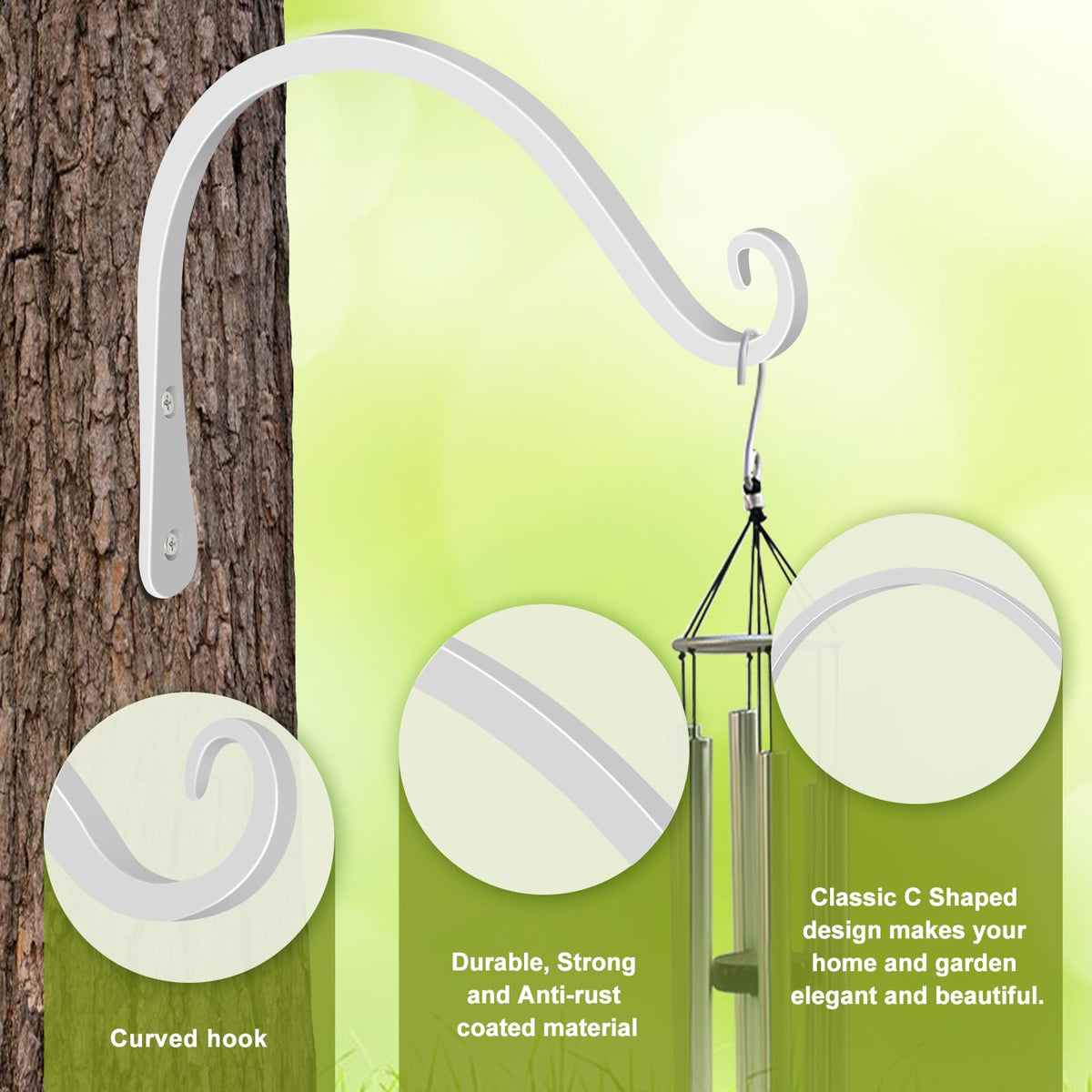 FEED GARDEN bracket supporting a bird feeder outdoors for stability.