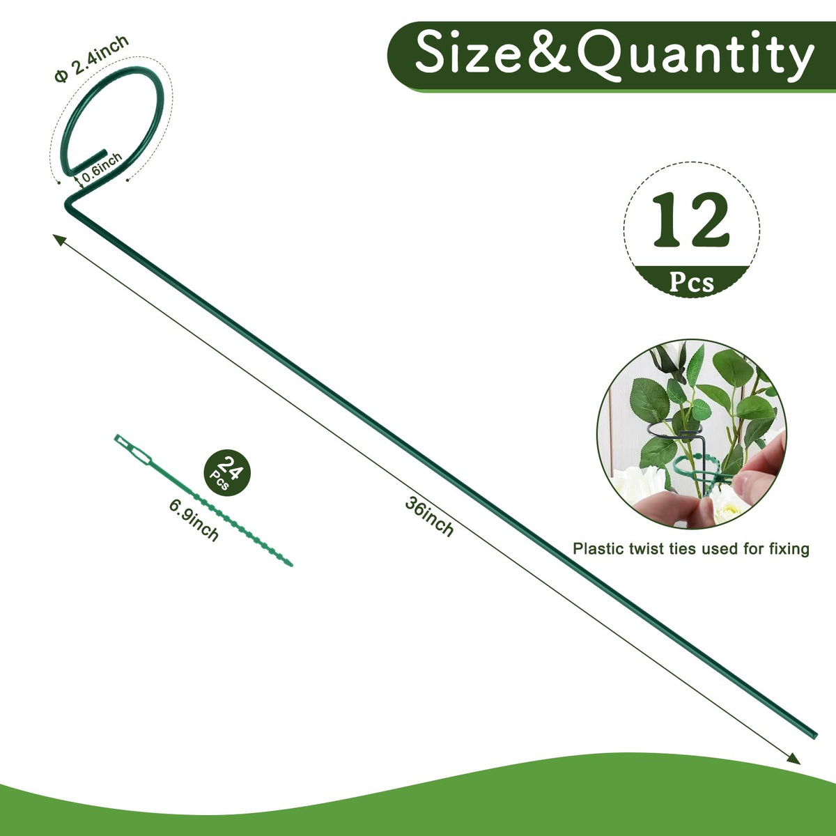 FEED GARDEN heavy-duty metal stake with a top loop for easy insertion.