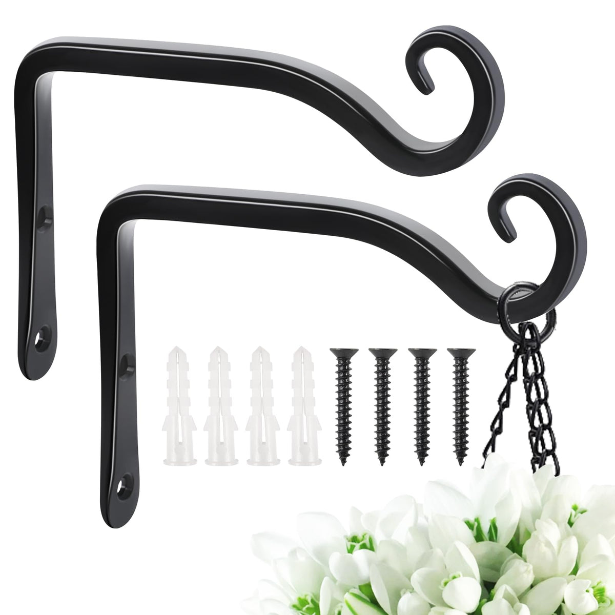 FEED GARDEN heavy-duty plant hook, wall-mount for secure outdoor suspension.