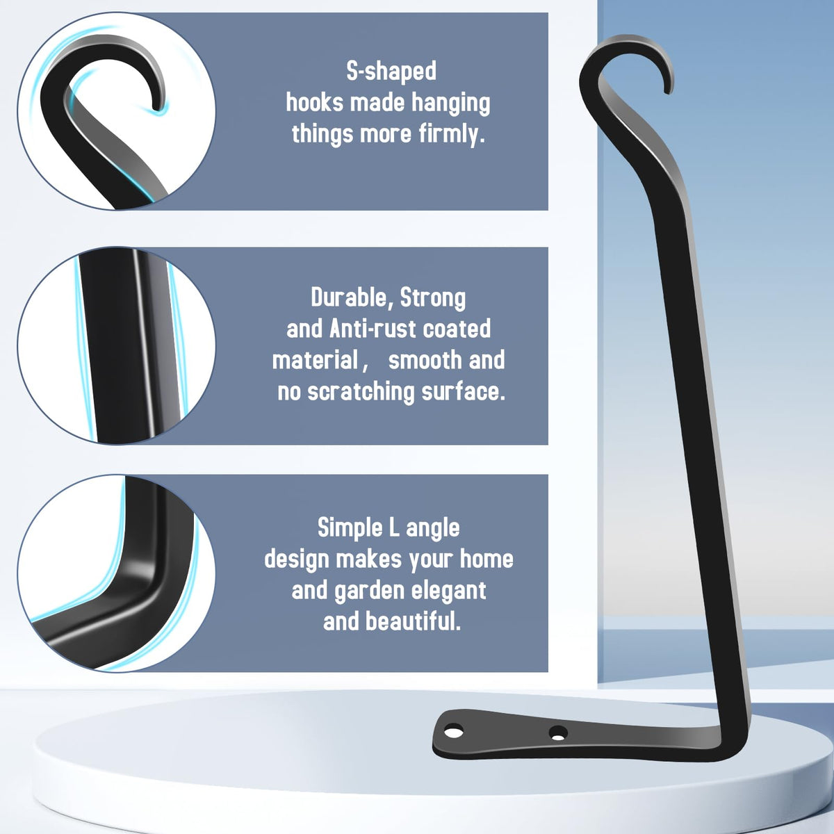 FEED GARDEN heavy-duty steel hanger resists rust and maintains a clean look.