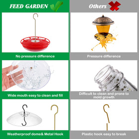 FEED GARDEN hummingbird feeder with ant moat prevents pests near nectar.