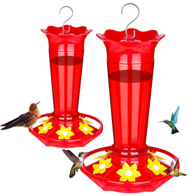 FEED GARDEN hummingbird feeder ports—six flower-shaped ports attract hummingbirds.