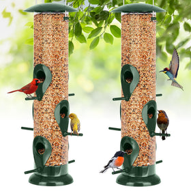 FEED GARDEN metal bird feeder with six ports for outdoor backyard bird watching
