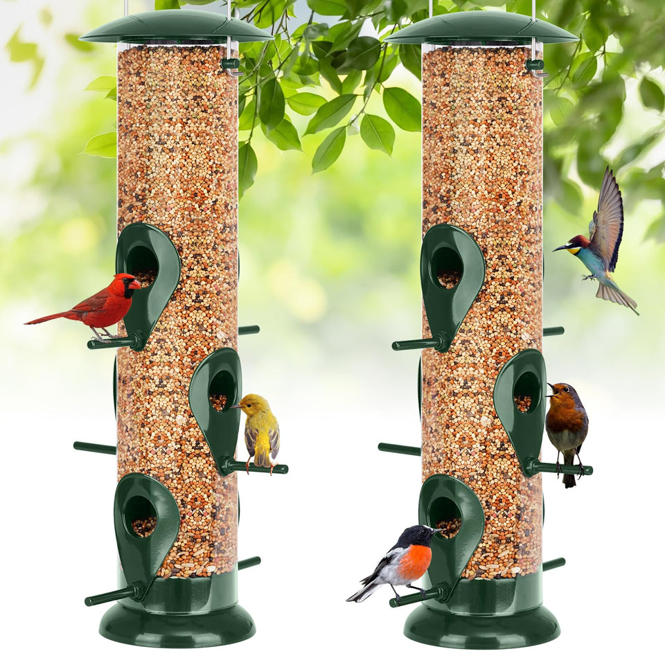 FEED GARDEN metal bird feeder with six ports for outdoor backyard bird watching