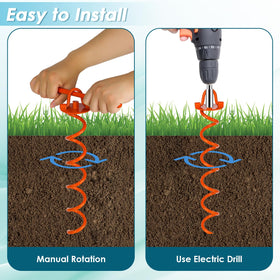 FEED GARDEN versatile stakes secure trampolines, tents, canopies and more.