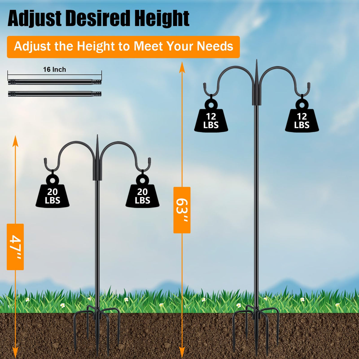 FEED GARDEN multi-use hook suited for wind chimes, lanterns, and garden decor.