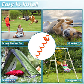 FEED GARDEN orange ground stakes in use with tents and canopies