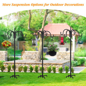 FEED GARDEN outdoor wedding decor setup on adjustable shepherd hooks.