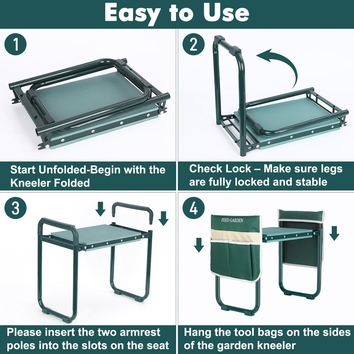 FEED GARDEN removable tool pouches keep essential tools within reach.