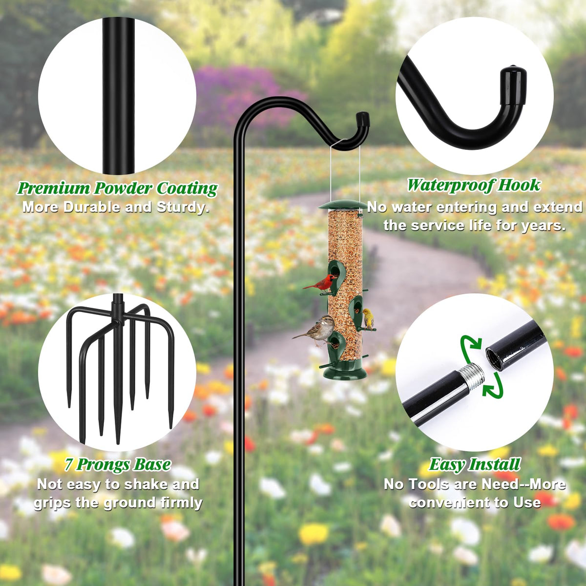 FEED GARDEN seven-prong base delivers sturdy ground setup outdoors