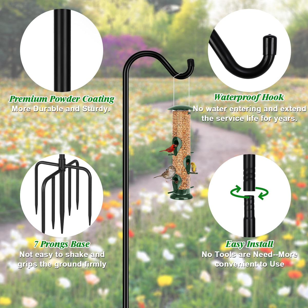 FEED GARDEN 92 inch height adjustable hook shown with extension