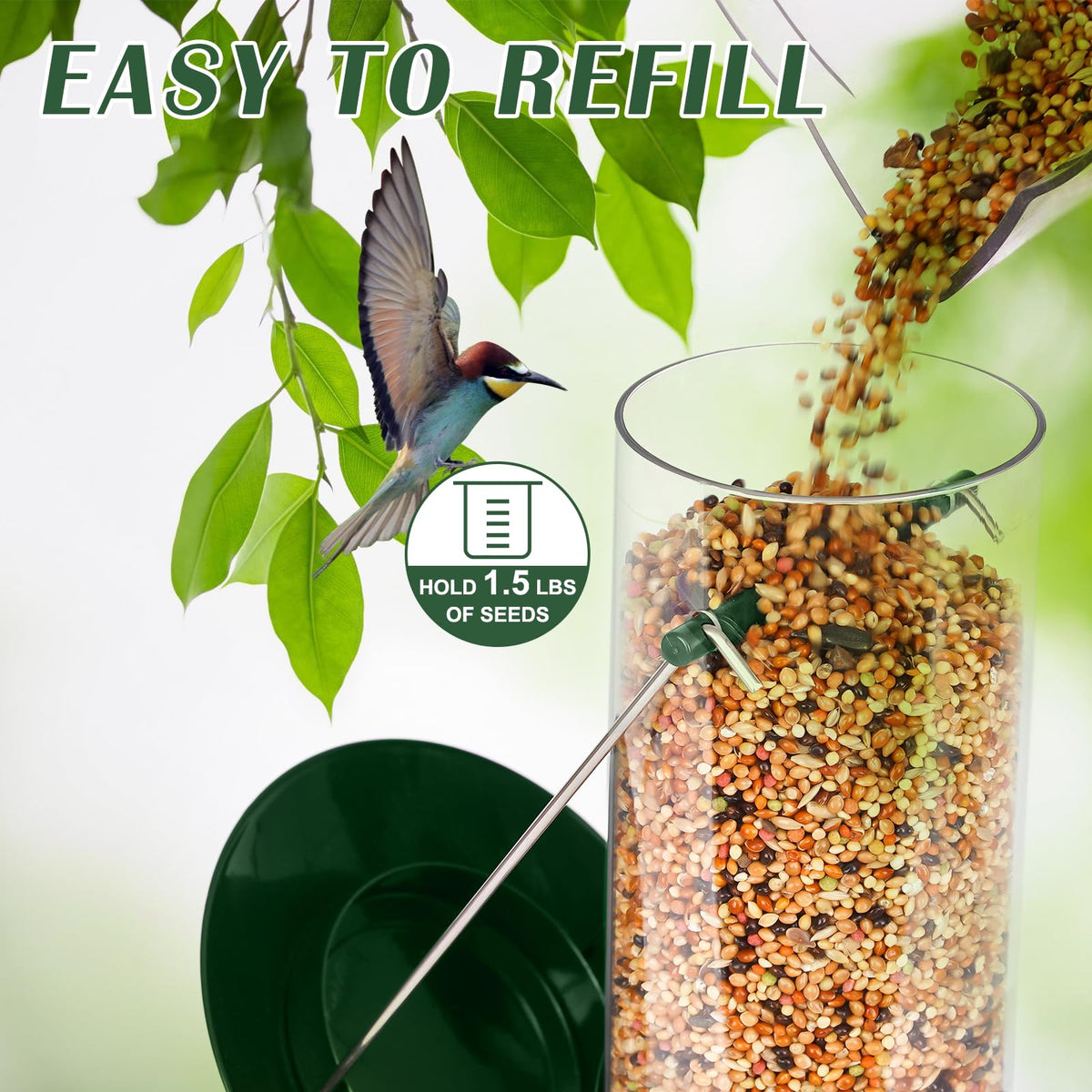 FEED GARDEN squirrel-proof lid protecting seeds from nibblers