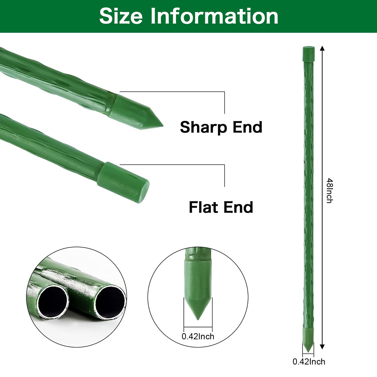 FEED GARDEN 25-pack metal stakes for reliable plant guidance.