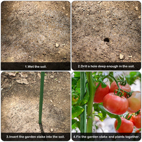 FEED GARDEN easy-installation stake shown being inserted into soil.