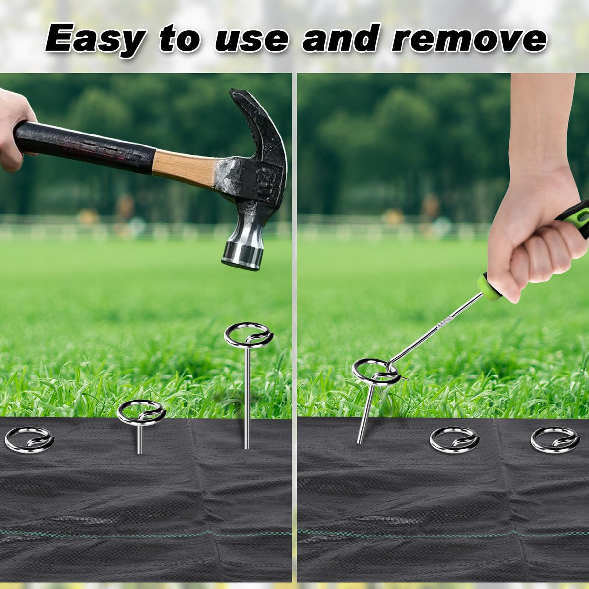 Sturdy FEED GARDEN stakes resisting wind in outdoor use