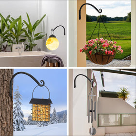 FEED GARDEN outdoor bracket protects plants and feeders from wind sway.