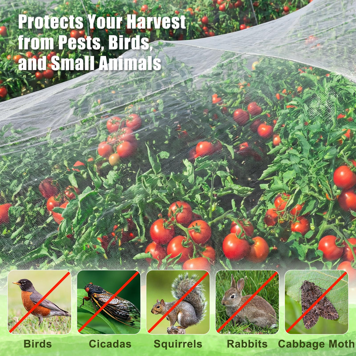 FEED GARDEN ultra-fine mesh netting lets light through while keeping pests away