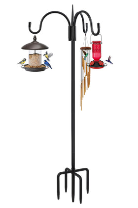 FEED GARDEN 92 inch shepherd hooks with triple hooks for versatile outdoor hanging.