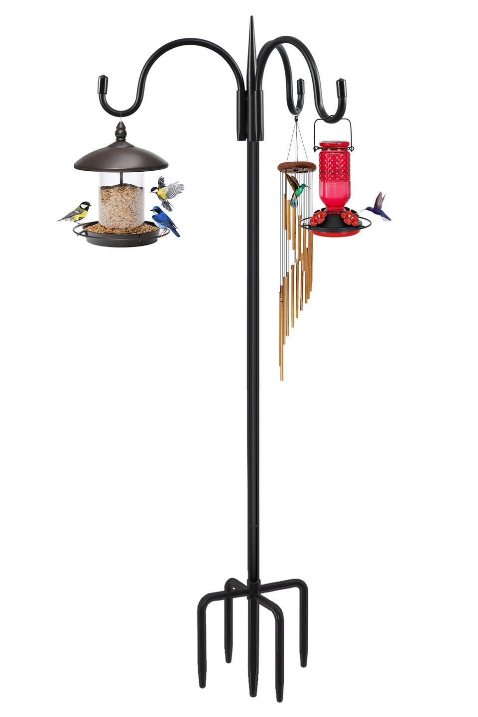 FEED GARDEN 92 inch shepherd hooks with triple hooks for versatile outdoor hanging.