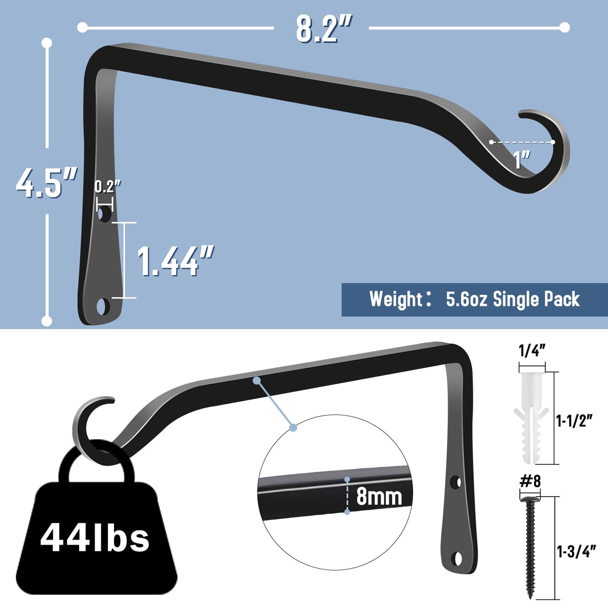 FEED GARDEN wall hook black, ideal for mounting on fences or walls.