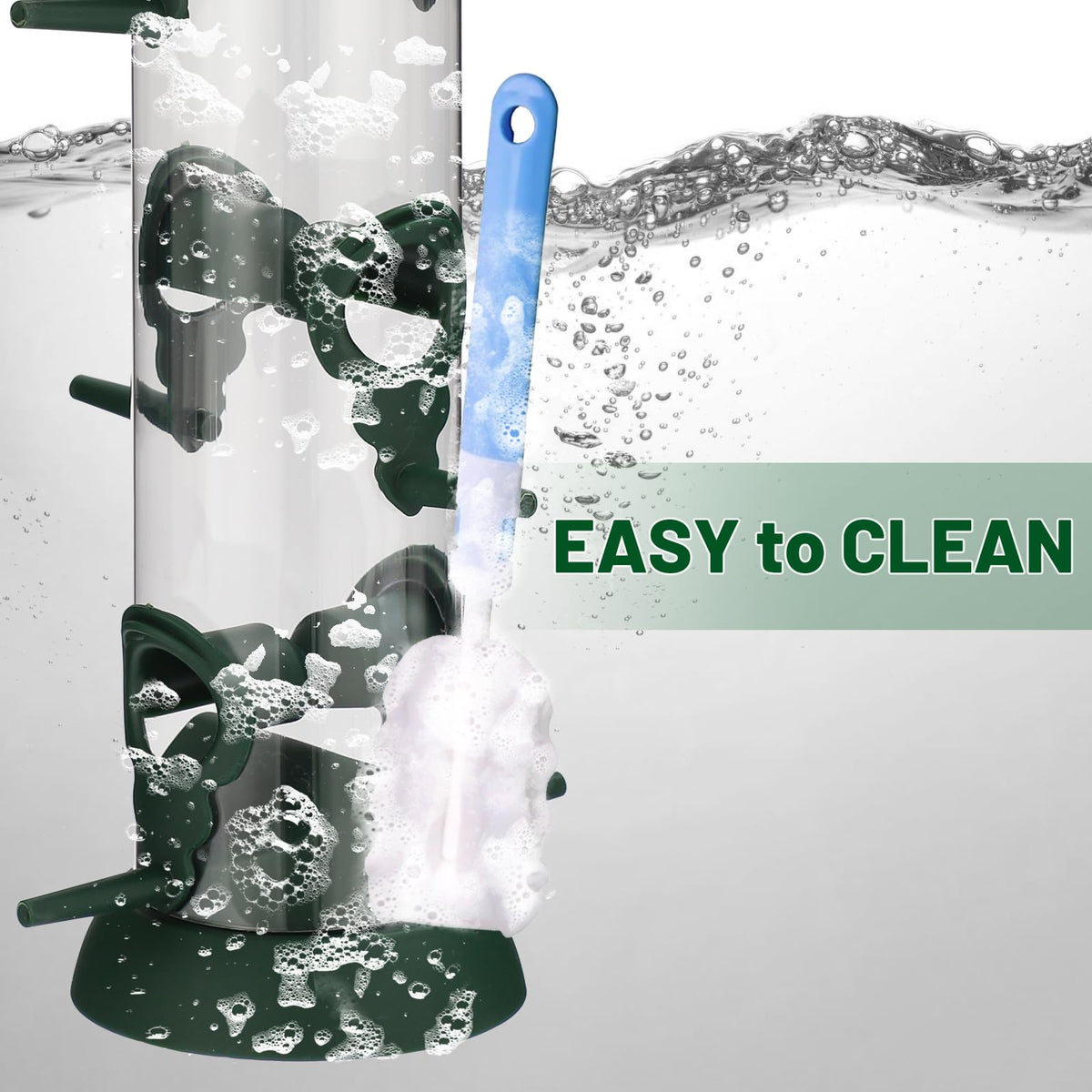 FEED GARDEN wide-mouth refill design for quick filling and easy cleaning.
