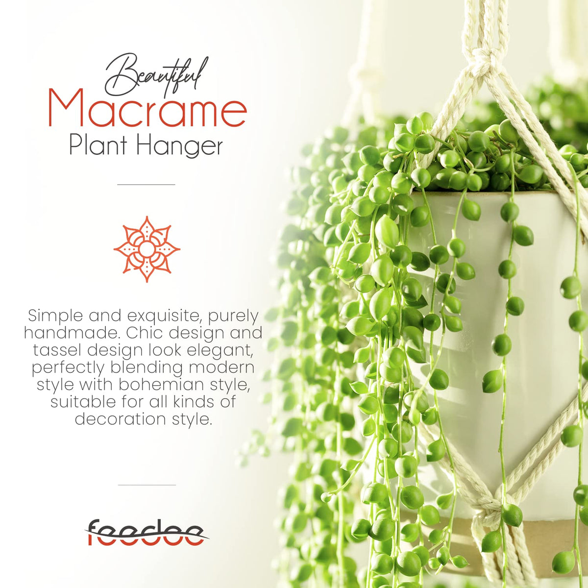 Feedee Macrame hanger ideal for balcony plants and outdoor use