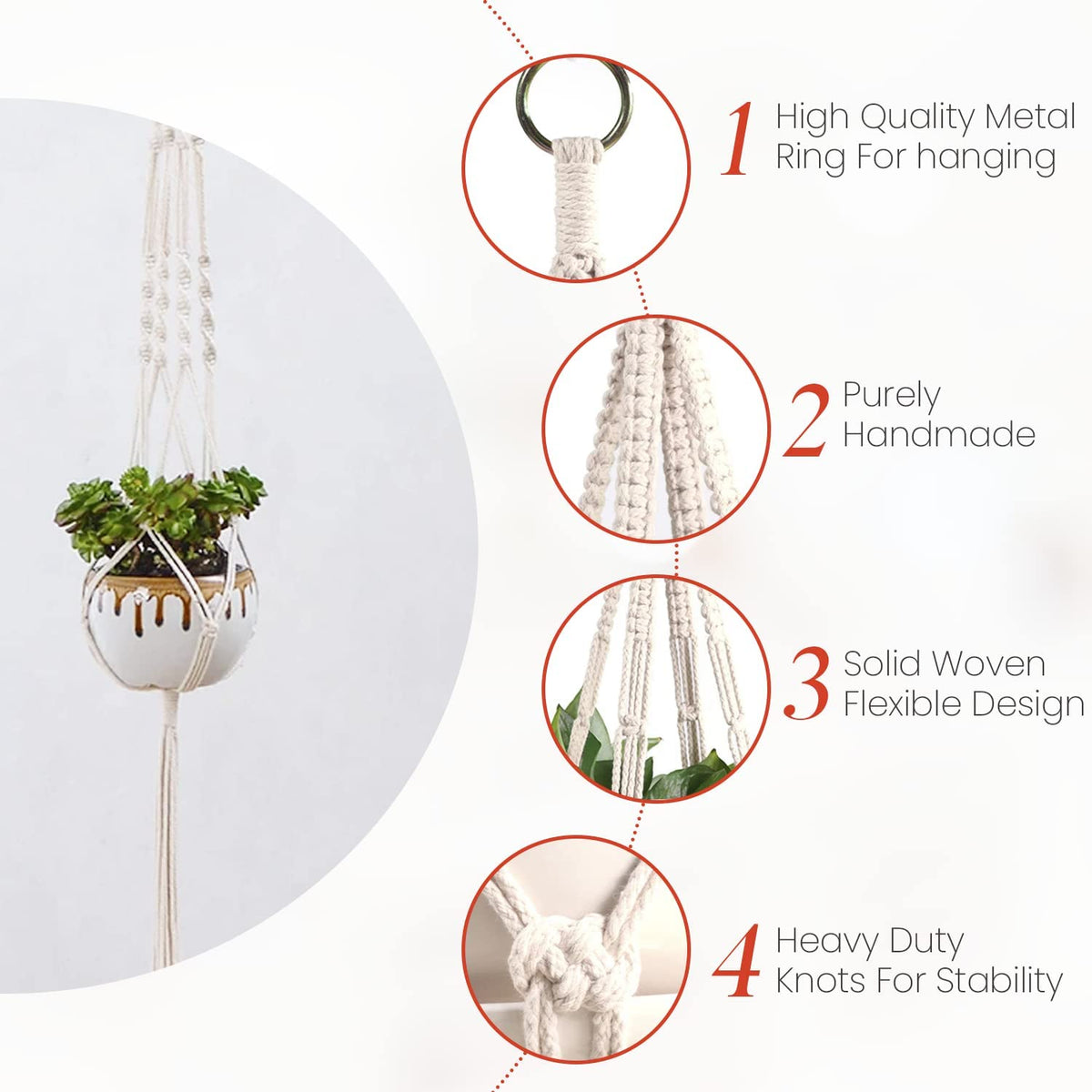 Feedee Macrame hanger ceiling installation with hook highlights easy setup