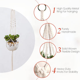 Feedee Macrame hanger ceiling installation with hook highlights easy setup