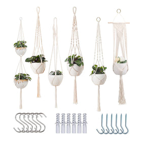 Feedee Macrame hanger close-up showing durable cotton cords for sturdy holds