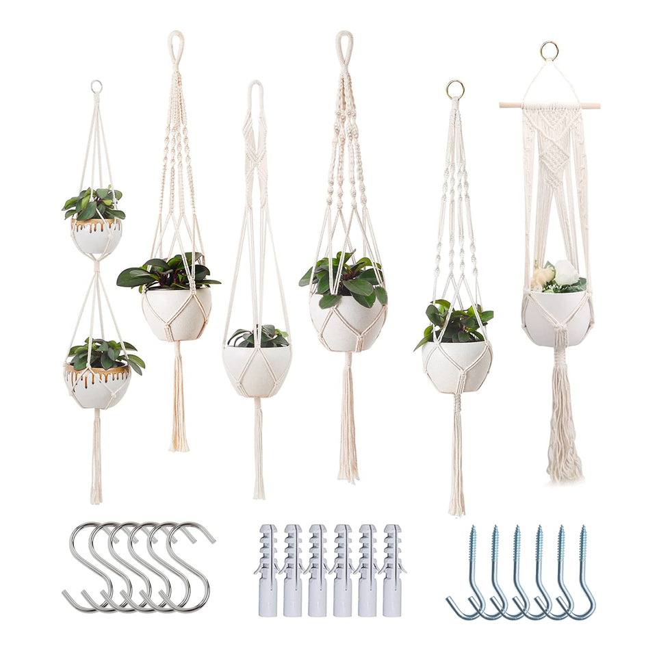 Feedee Macrame hanger close-up showing durable cotton cords for sturdy holds