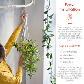 Feedee Macrame hanger with flower pot for decorative display