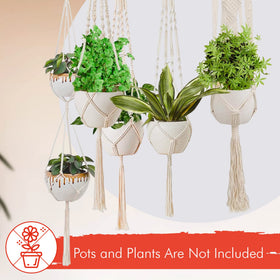 Feedee Macrame hanger demonstrates versatile fit for various pot sizes