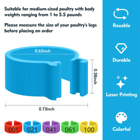 Feehope color-coded leg bands to sort breeds and ages at a glance.