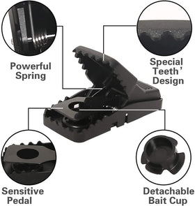 Feeke mouse trap with spring trigger for responsive catches.