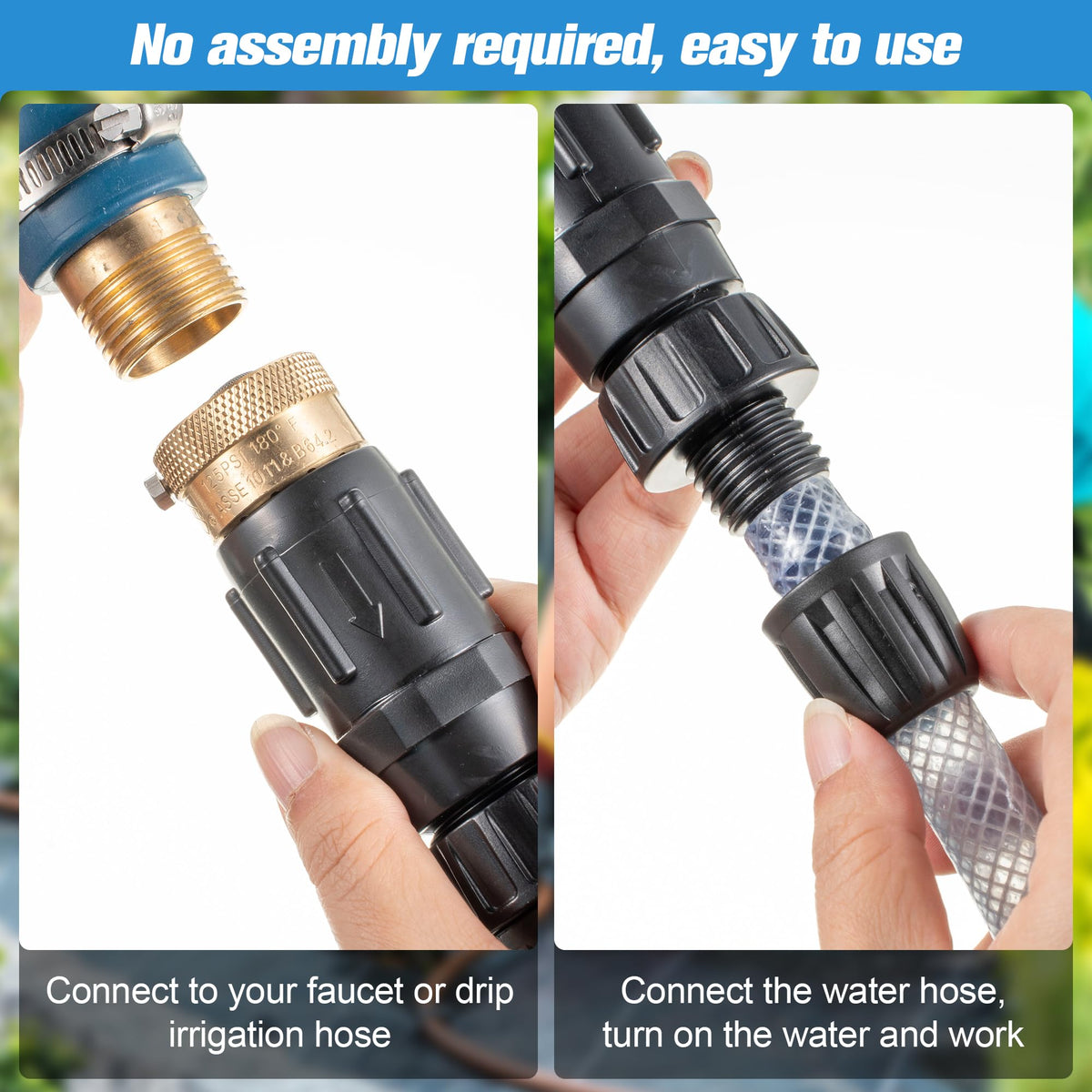 Feekoon 1/2 tubing adapter in use on a drip line.