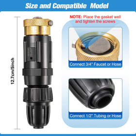 Feekoon mesh filter and tubing adapter enable clean water flow.