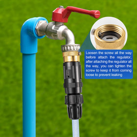 Feekoon 25 PSI pressure regulator ensures consistent garden irrigation pressure.